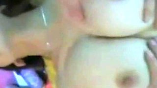 Asian Amateur Girl with Big Tits Gives Blowjob