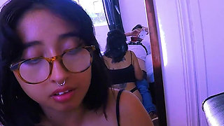 Sexy Tattoed Babe Giving Blowjob After Training