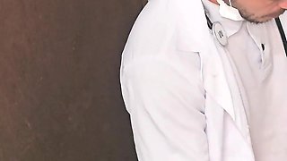 Doctor and Nurse Can't Resist and Have Sex in the Hospital Bathroom During Their Shift