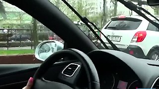 Public City Car Ride Solo Female Orgasm with a Sex Toy
