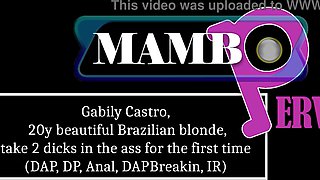 Gabily Castro, 20y beautiful Brazilian blonde, take 2 dicks in the booty for the first time (DAP, DP, Anal, DAPBreakin, BBC, IR) OB469