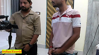 Indian Beautiful TV News Presenter fucked by director and cameraman! Indian Threesome sex