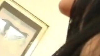 Amazing brunette fills all her holes