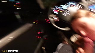 Cheating Blowjob in Car While Hubby Play Games