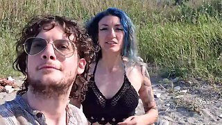 Two Tattooed Sluts Enjoy River Fun and Blowjob