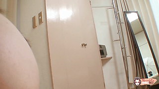 Japanese cutie Fumiko Manaka teasingly strips and uses her vibrator to prepare for a creampie