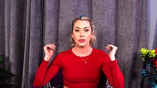 Closeup domina pegging loser in lingerie