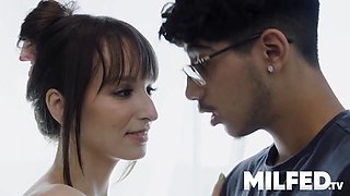 Observing my big titted step mommy in the shower naked caught me by surprise