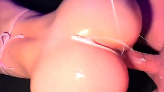 Hardcore fuck with slutty white babe in bikini fully covered with lube