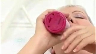 Short Blond Hair British Granny Masturbating