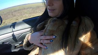 Cheating Wife Goes Fur-coat Shopping with Her Husbands Friend. She Will Suck His Cock Out-door 221