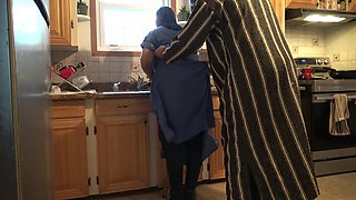 Arab Man Fucks Turkish Wife From Behind in the Kitchen - Turkish Turbanli Sex