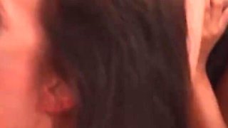 Brunette slut gets bukkake facialized in casting orgy