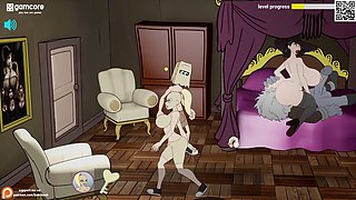 Wild tits fuck with cartoon characters and intense action