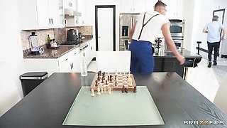 Two men with big cocks fucked a busty blonde Kitana Montana