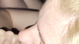 Blonde girlfriend blowjob in a tent