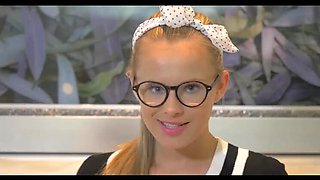 Hot teen Jillian Janson fingering her tiny pussy for orgasm in school uniform