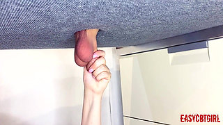 Mistress Twists and Stretches Slave Balls and Dick Easycbtgirl