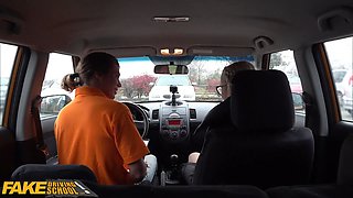 Faux driving school blonde learner amaris and her brilliant breasts fucked