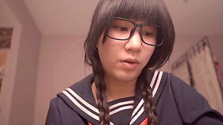 Cute and inexperienced Japanese schoolgirl Alize Zaide in her solo cosplay
