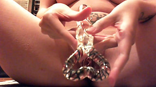 Young Italian Girl Has Crazy Orgasms with Glass Dildo