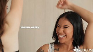 SLAYED Stunning Beauty Ameena Green Cums All Over Hungry Selena Love s Face: Porn