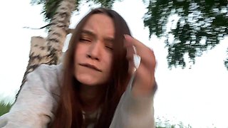 Fucking Hard My Best Friend's Hot Girlfriend in Forest While He Setting up a Tent and Building a Bonfire