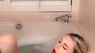 Sensational blonde glamour babe solo and she enjoys it