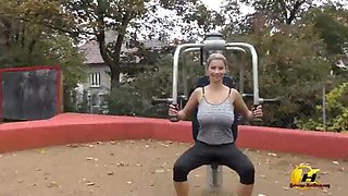 Katerina Hartlova Naked Park Workout - Big Tits Bouncing While Jumping & Running