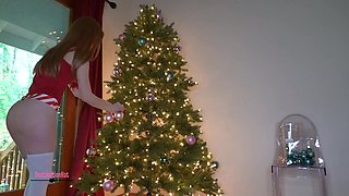 Hot Teen Upskirt Xmas Tree Decorating - Solo Video