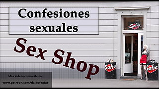 Camarera y propietario de un Sex shop. Spanish audio.