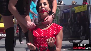 Humiliated Public Sub Gagged And Stripped By Her Master