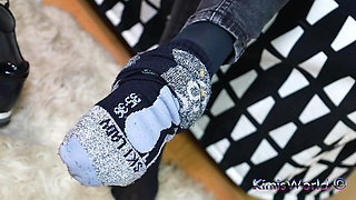 Bold & Unique: Sweaty Ski Socks, Sneakers & Black Jeans Tease