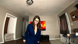 This brunette chick with nice big boobs and a pretty face is