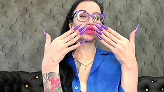 New Longer Shape and New Purple Color, Claws, Long Flexible Fingers Wide Palm, Silk Pantsuit on Me
