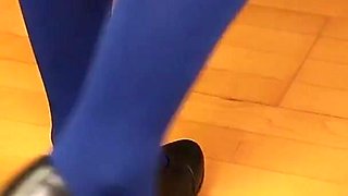 Blue Tights, Mary Jane Heels & Shoeplay Fetish Tease