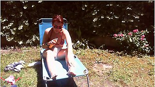 Nicoletta Sunbathes In A Public Garden Wearing A Big Dirty Diaper