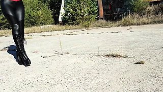 Latex slut solo anal masturbation