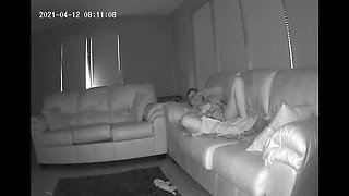 Hot MILF Caught Fingering Herself on Couch - Hidden Cam Spy POV