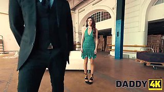 Daddy Seduces Hot Brunette Teen in HD Warehouse Fuck