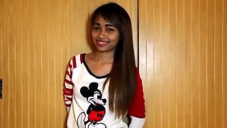 Innocent looking asian teen in beautiful lingerie