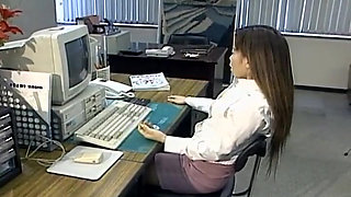 Horny Asian Secretary Fingering Her Hairy Twat