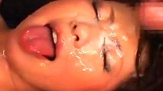 Busty Jav-Chick Bukkake Drenched In Cum!