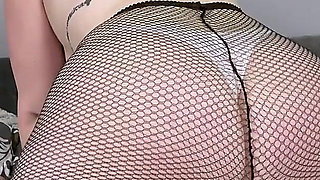 American BBW Scarlett Shows You Her Bountiful Butt Nicely Wrapped in Fishnet Pantyhose