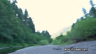 Meeting and nailing stranger in the nature