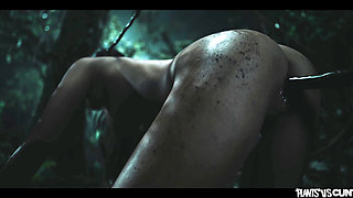 Asian Japanese Girl Emiri Momota Gets Trapped in the Woods - Vines Bondage Creampie
