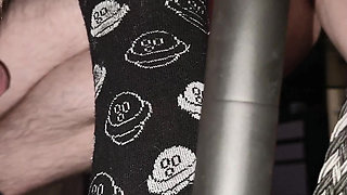 I ride one of my dildos on elastic fuck stool