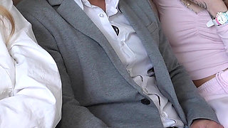 Mom Is Shopping, Sexy Stepdaughter and Hot Girlfriend Are Having Anal Sex with Her Lover!