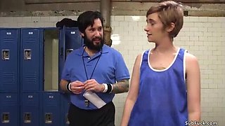 Hairy Mercy West gets DP fucked hard in shower by Tommy Pistol & gang