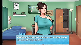 My jaw-dropping busty brunette stepmom tackles her mansion chores